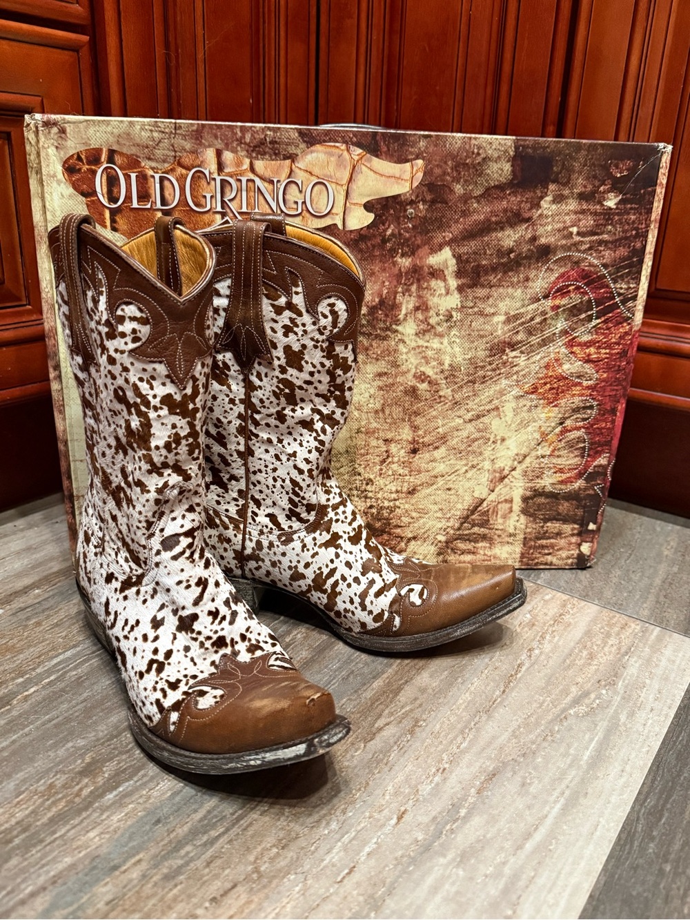 Old Gringo Evita Cowboy Boots Cowhide Cowgirl Western Rodeo Wedding Cow Size 7